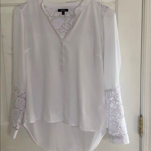White lace cut out blouse